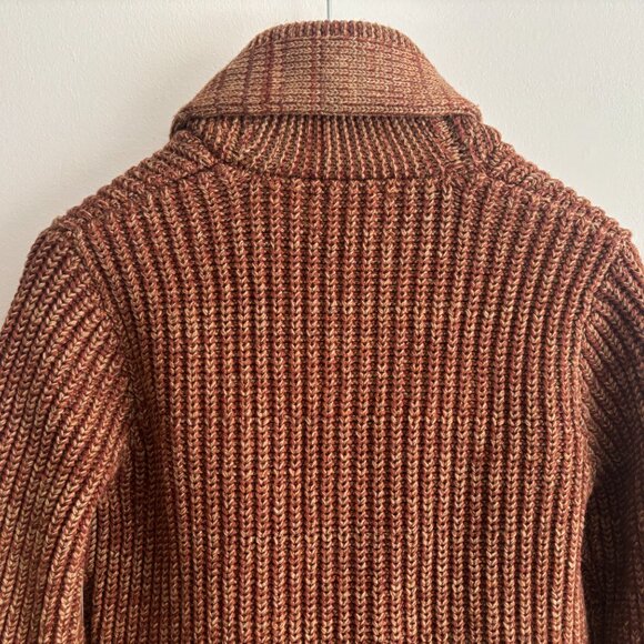 BNWT RRL Thick Rust Marl Wool Cotton Shawl Collar Cardigan - Small Made in USA - Picture 6 of 12